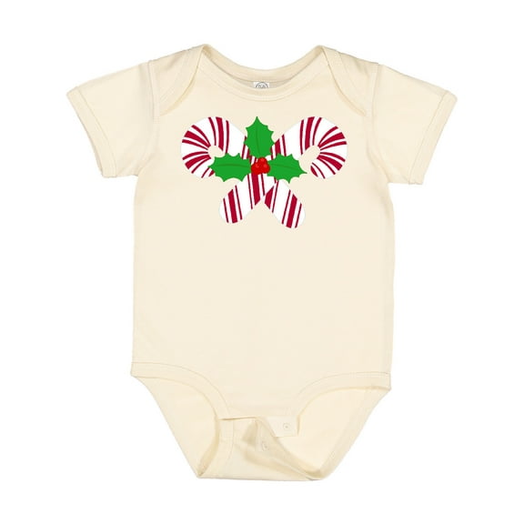Inktastic Candy Canes and Holly Christmas Boys or Girls Baby Bodysuit