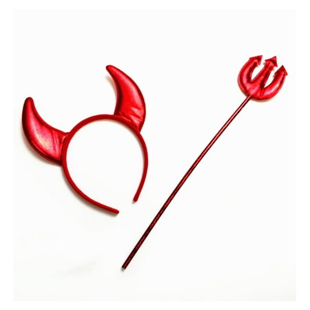 Mozlly Mozlly Glossy Red Devil Headband Horn & Trident One Size Fits Most Headpiece Evil Halloween Costume Prop Easy to Wear & Remove Trick or Treat Party Outfit For All Ages Evil Cosplay Prop
