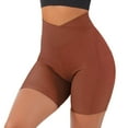 thumbnail image 2 of Baqcunre Women's Solid Color Yoga Butt Lifting Pocket Shorts,Color Coffee,Size S-XL, 2 of 5