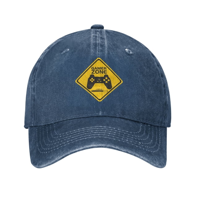 DouZhe Adjustable Washed Cotton Baseball Cap - Gamer Zone Gaming Sign Prints Vintage Dad Hat Unisex Sports Caps (Blue)