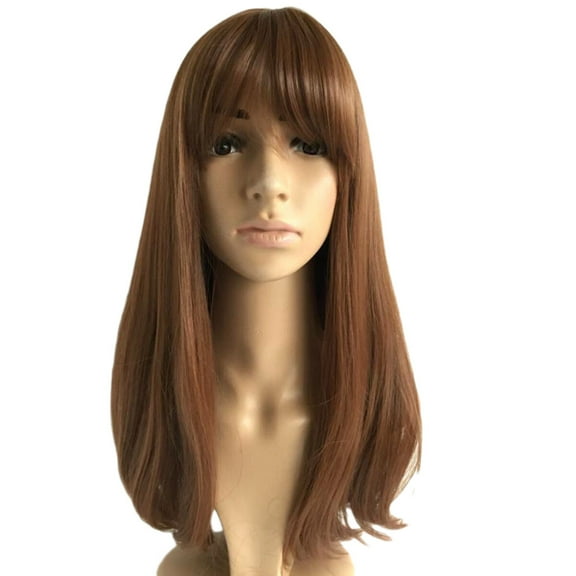 HORIALENCE 1Pack Brown Wig for Women with Bangs and Light Brown Hair Extensions