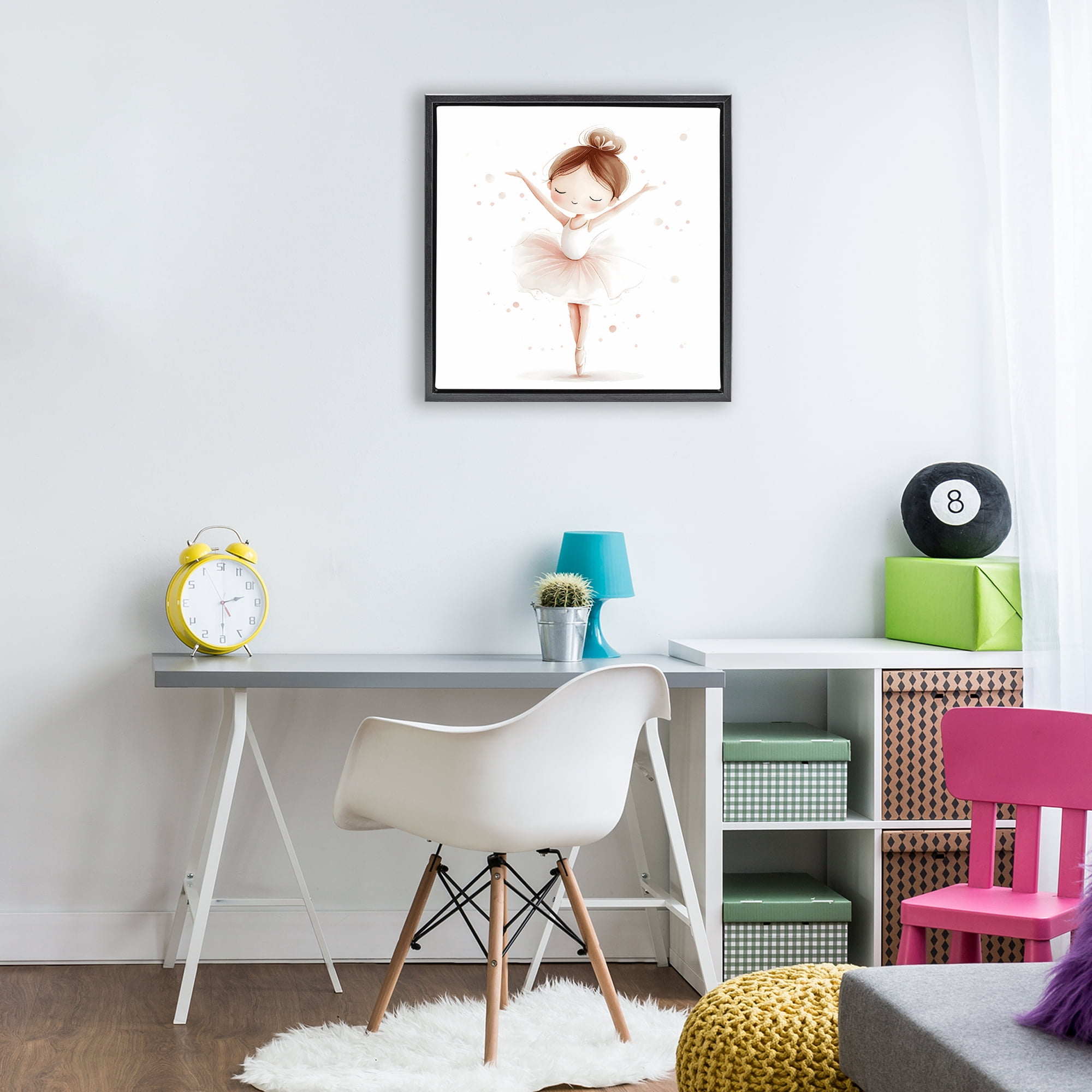 Stupell Industries Delicate Little Ballerina Girl Black Framed Floater Canvas Wall Art, design by Creative Studio