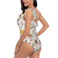 thumbnail image 4 of Haiem Winter Christmas And New Year Deer Women's One Piece Swimsuits Tummy Control One Shoulder Bathing Suits Ruffle Swimwear-Small, 4 of 8