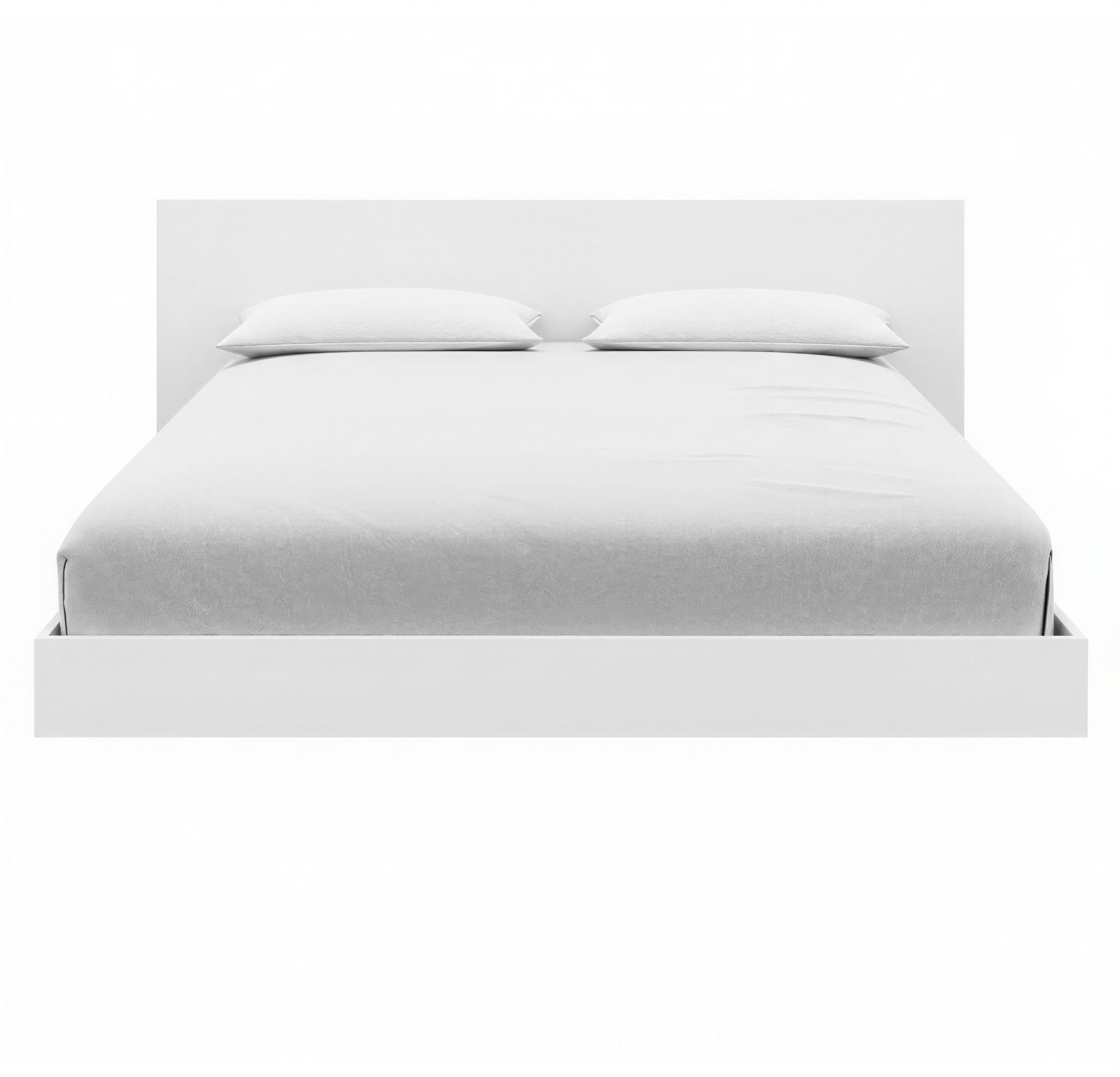 Nexera Satori Low Platform Full Size Bed with Headboard, White Woodgrain