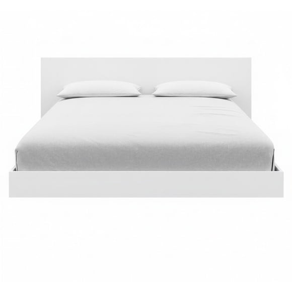 Nexera Satori Low Platform Full Bed with Headboard, White Oak