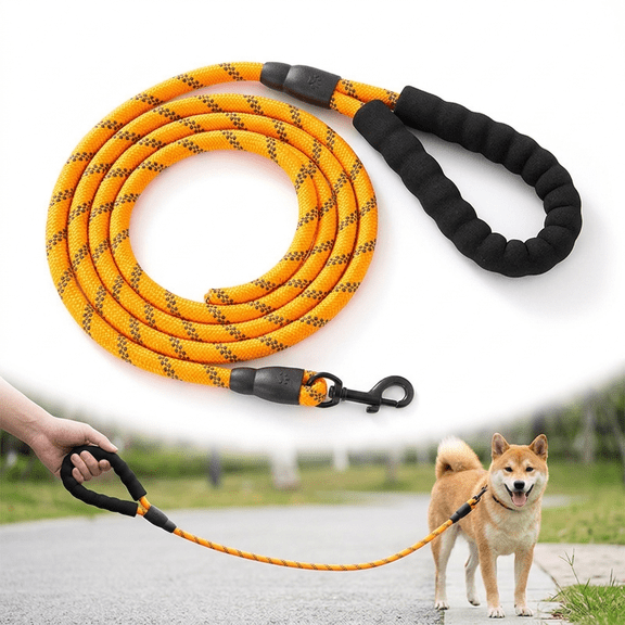 ROSEXIXI Dog Leash, 6.6ft Reflective Rope Leash for Medium Pets, Nylon Dog Chain with Padded Handle for Large Breeds, Outdoor Walking Training Leash for Hiking