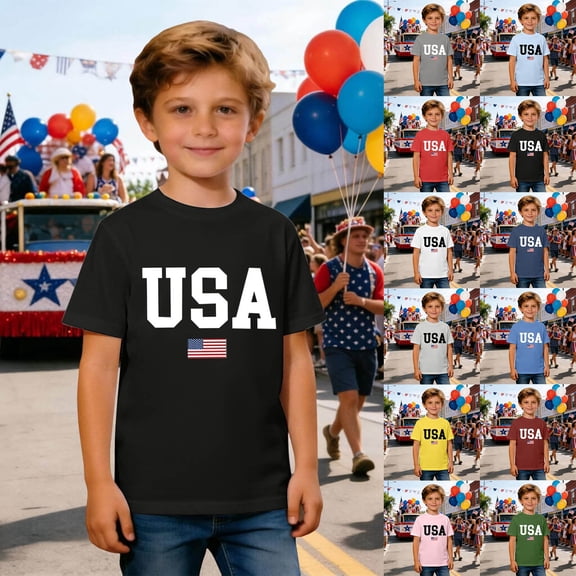 250 Years America Shirt - USA 250th Anniversary Flag Short Sleeve Casual Activewear Tees Tops (Big Boy 12-13 Years )
