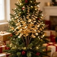 thumbnail image 4 of Gold Artificial Winter Leaf Branch for Vase Fillers, Christmas Mantel and Table Decor, 14.5 Inch Plastic Stem, 4 of 6