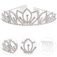 thumbnail image 3 of FELTECHELECTR Tiara de cristal con diamantes de imitación para boda, fiesta, niña de las flores, diadema, corona nupcial, joyería de boda, 3 of 6