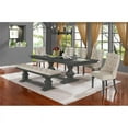 thumbnail image 2 of Beige Linen Fabric Dining Bench in Dark Gray Wood and Tufted Seats, 2 of 2