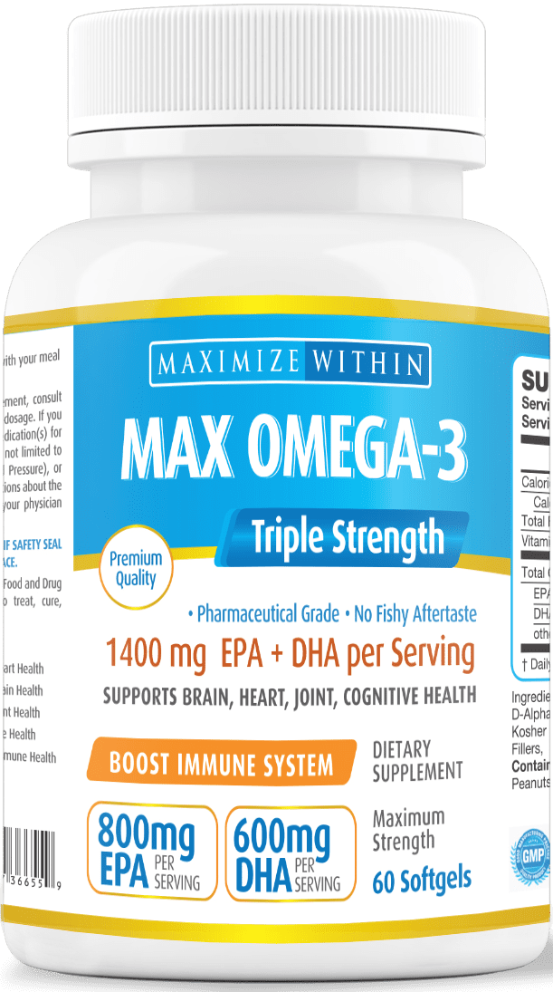 Max Omega 3 Triple Strength Fish Oil Supplement, 60 Count
