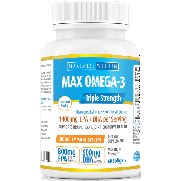 Max Omega 3 Triple Strength Fish Oil Supplement, 60 Count