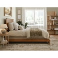 thumbnail image 3 of HomeStock Classic Comfort Foundation Bed with Matching Footboard, Queen, 83.46x63.7x50 in, Light Toffee - Grooved Panel Design with Charging Station, 3 of 6