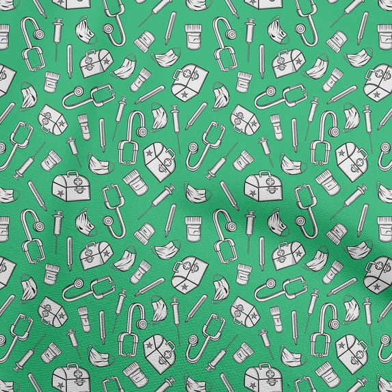 oneOone Cotton Cambric Green Fabric Scissor Dress Material Fabric Print Fabric By The Yard 42 Inch Wide