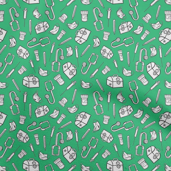 oneOone Cotton Poplin Green Fabric Scissor Sewing Craft Projects Fabric Prints By Yard 56 Inch Wide