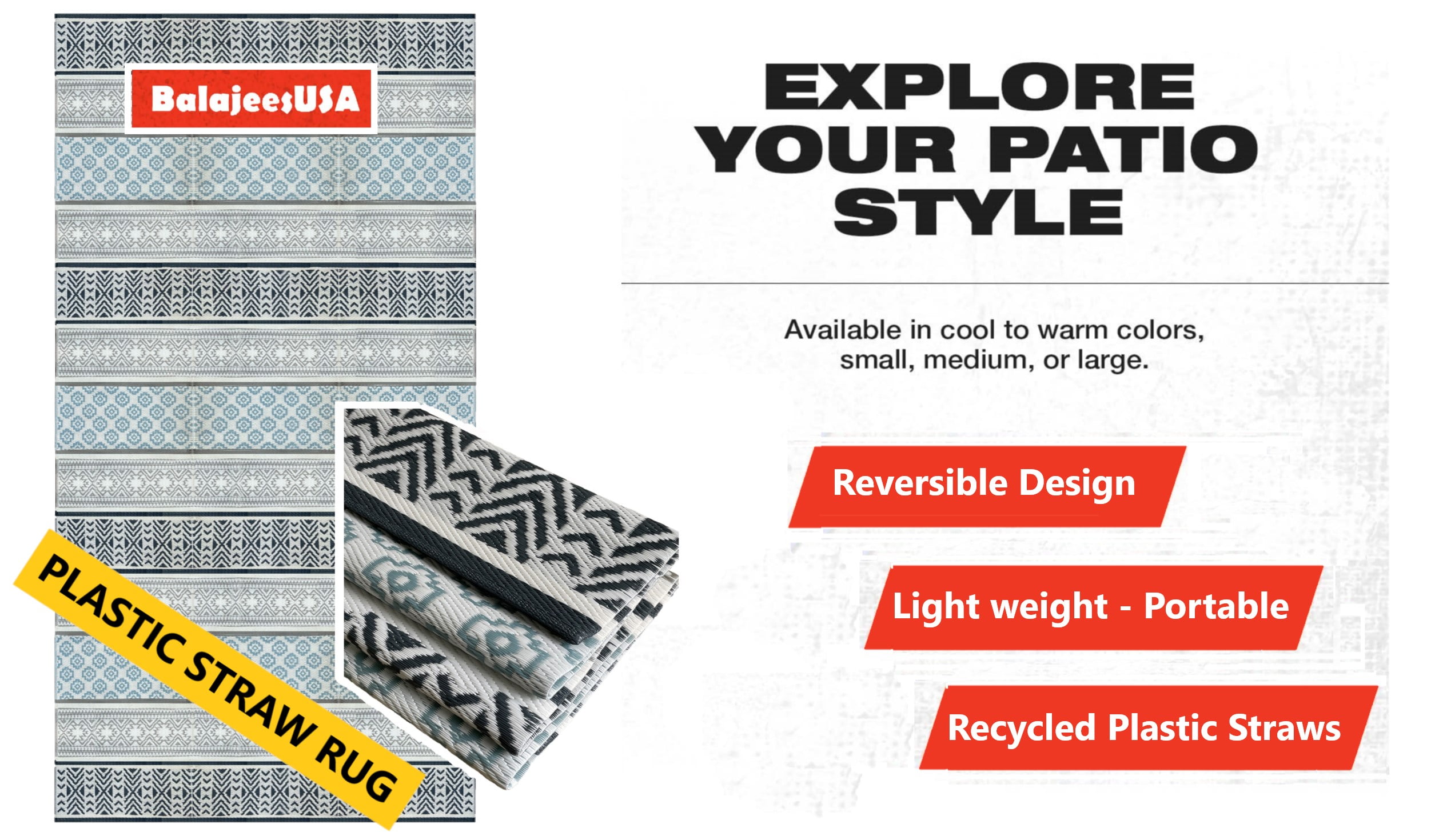 B-USA Outdoor Plastic Straw Patio Rugs-6'x9' Grey, Teal Reversible Mats Waterproof RV Camping 7018 Avoid returns please