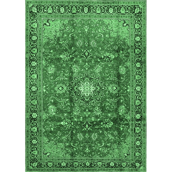Ahgly Company Indoor Rectangle Persian Emerald Green Traditional Area Rugs, 3' x 5'