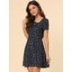 thumbnail image 2 of Vestido De Manga Corta Y Estampado Floral De Corazón De Estrella Por Encima de la rodilla Para Mujer Estrellas Azules S, 2 of 6