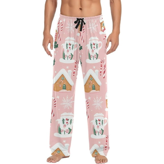 Top-kevin Cute Christmas Pattern Mens Pajama Pants with Drawstring Pockets Lounge Pants Casual Pajama Bottoms Men Sleep PJ Pants