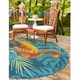 thumbnail image 3 of Unique Loom Outdoor Coastal Collection Area Rug - Flamingo (4' 1" Round Multi/Teal), 3 of 9