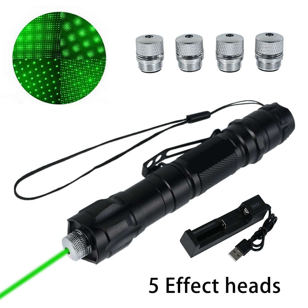 Portable Green Laser Pointer High Power Multiple Pattern Focus Laser Sight Flash 