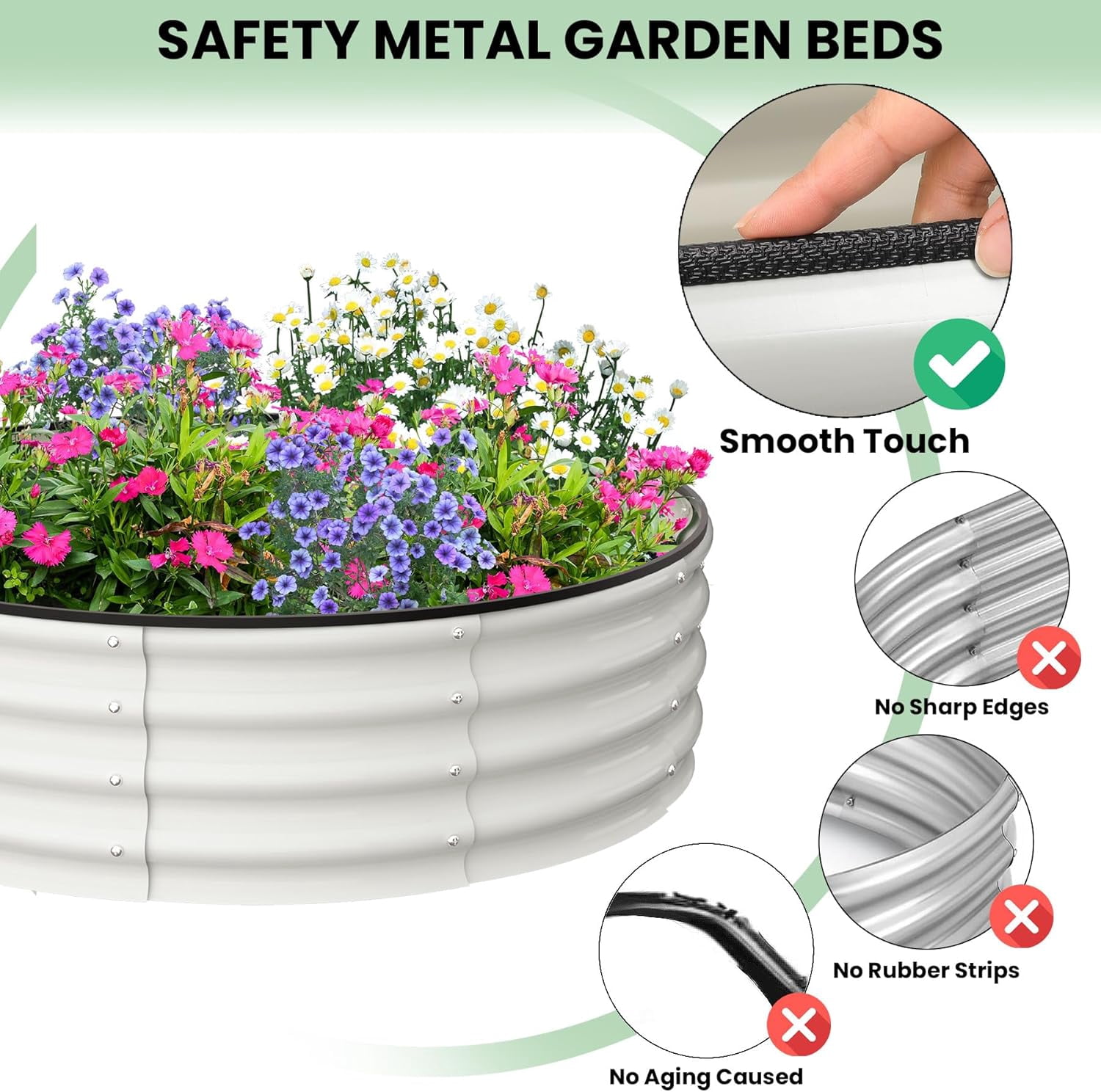 EastVita 2x2x1 FT Raised Garden Beds,2 Pack Galvanized Raised Garden Bed for Gardening, Round Metal Planter Box for Flower Plants