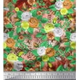 thumbnail image 1 of Soimoi Moss Georgette Fabric Damask,Leaves & Rose Flower Printed Fabric 1 Yard 42 Inch Wide, 1 of 1