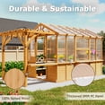 thumbnail image 5 of Erinnyees 16'x7' Outdoor Wood Greenhouse with Pergola, Heavy Duty Green House with Workstation & Staging Shelves,8MM Thick PC Panel, Top-hung Folding Windows, 5 of 8