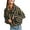 Black, variant on Womens Checkered Sherpa Coats Cropped Cropped Long Sleeve Plaid Fleece Coats Casual Zip up Gingham Outwear with Pockets