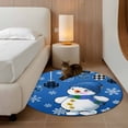 thumbnail image 3 of Blue Snowman Christmas Round Rug 3ft Washable Circle Entryway Rugs Non Slip Xmas Ball Snowflake Winter Area Rug Indoor Floor Carpet for Bedroom Kitchen Living Room Home Office Dining Room Nursery, 3 of 8