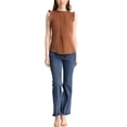 thumbnail image 2 of INSPIRE CHIC Women's Sleeveless Blouse Ruffled Pleated Wear-to-Work Chic Blouse L Brown, 2 of 7