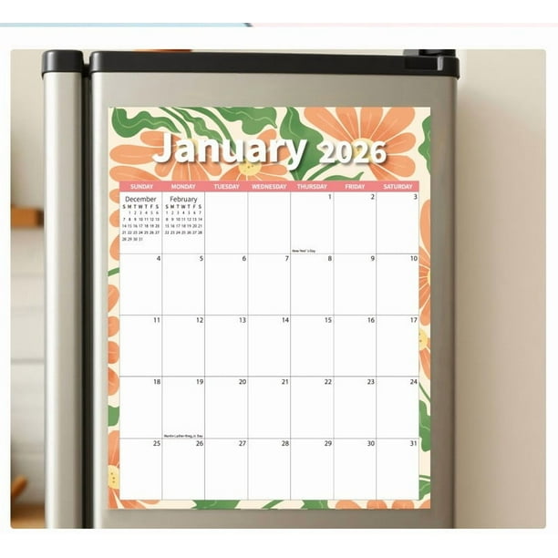 Calendario magnético para nevera, calendario mensual de 12 meses para organizar la nevera y la pared.