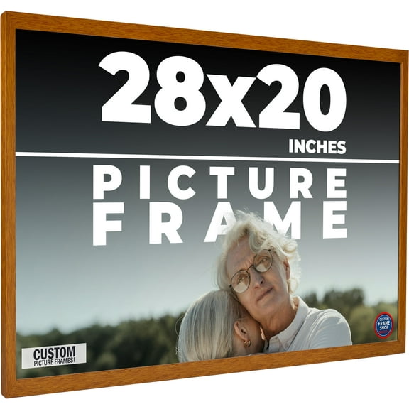 28x20 Honey Brown Real Wood Picture Frame Width 0.75 inches | Interior Frame Depth 0.5 inches |