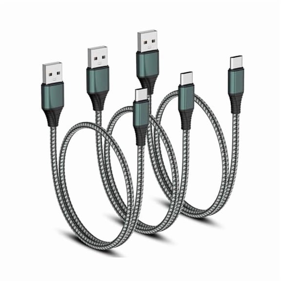 Quyaojz Short USB A to USB C Cable 1M, 3 Pack Braided 3A USB A to Type C Fast Charging Cable for iPhone 15 16 , Samsung Galaxy S24 , Google Pixel, iPad Air Pro, Charging Station, Power Bank
