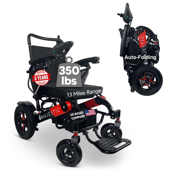 Electric Wheelchairs for Adults,Auto Folding Electric Wheelchair, 350 lbs Weight Capacity, Long Battery Range,US Based Premium Customer Support,Remote Controlled Lightweight Wheel Chair,Majestic 7000