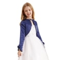 thumbnail image 2 of Zaldita Kids Stain Bolero Shrug Open Front Lace-up Crop Cardigan Flower Girl Dress Cover Up Navy Blue 4, 2 of 7