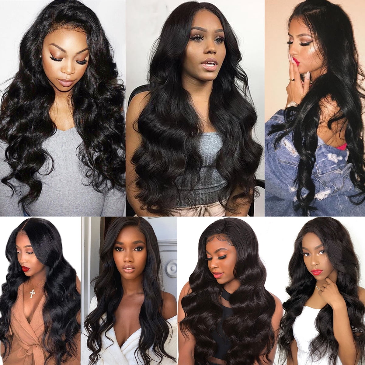SEGO Body Wave Human Hair Bundles with Closure 100% Unprocessed Virgin Human Hair with 4x4 Middle T Part Lace Closure Natural Black Cleanrance