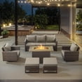 thumbnail image 2 of OPOHORO 6-Piece Outdoor Furniture Set with Fire Pit Table - All-Weather Patio Firepit Set with Patio Couch Swivel Chair and Ottoman, Gray Cushion, 2 of 14