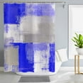 thumbnail image 2 of Blue Shower Curtain, Watercolor Blue Contemporary Brush Strokes Oil Painting Abstract Geometric Bathroom Curtain Bathtub Decor Waterproof Fabric Machine Washable with 12 Hooks, 2 of 6