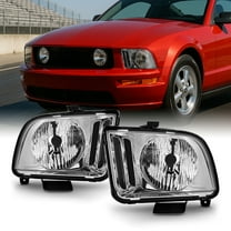 AKKON - For 2005-2009 Ford Mustang Halogen Model Chrome Clear Lens Headlight Lamp Replacment L R