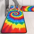 thumbnail image 2 of Kitchen Rugs Sets Of 2,Colorful Rainbow Tie Dye Spiral Pattern Anti Fatigue Kitchen Mat Rugs Non Slip Washable,Decorative Kitchen Floor Mats for Kitchen,Sink,Laundry,17"x47"+17"x47", 2 of 5