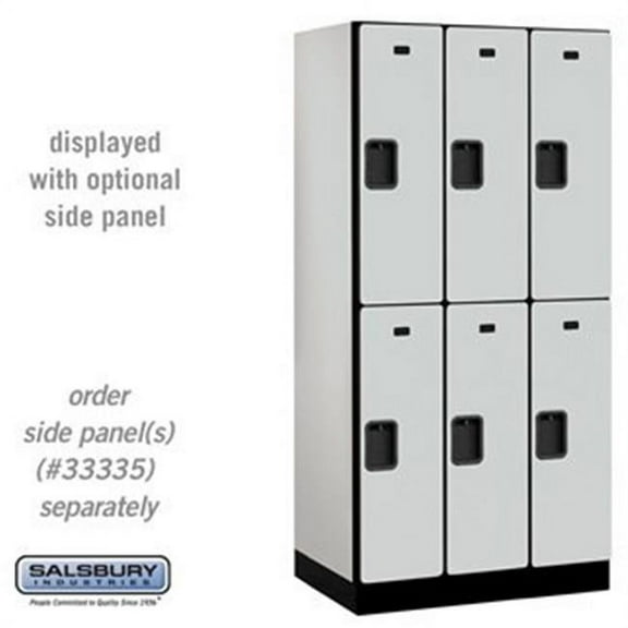 Salsbury 32361GRY 12 in. Double Tier Designer Wood Locker, Gray - 3 x 6 ft. x 21 in.