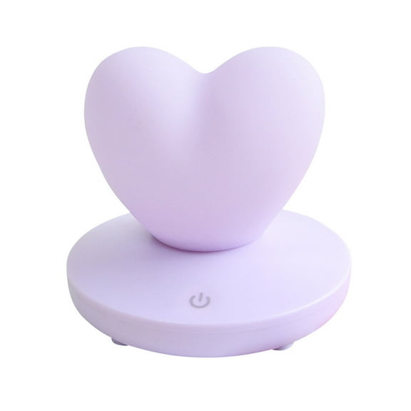 EXHUMKY Purple Heart Shaped Rechargeable Night Light for Decor and