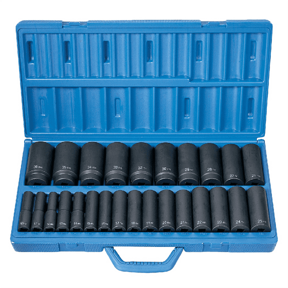 Grey Pneumatic 1326MD 26-Piece 1/2" Drive 6-Point Metric Deep Impact Socket Set