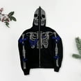 thumbnail image 4 of comerut Unisex Halloween Hoodie Rhinestone Ghost Skeleton Pattern Zipper Closure Hooded Pockets Long Sleeves Party Cosplay Costume Fall Winter Jacket, 4 of 8