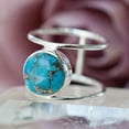 thumbnail image 4 of 14K Gold Plated Statement Ring for Women Simulated Blue Turquoise Boho Simple Minimalist Jewelry 925 Silver Plated Gem Women's Ring Bohemian Jewelry Handmade Simple Ring, 4 of 5