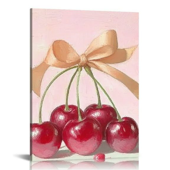 ZFLMY Cherries Canvas Wall Art Decor for Home Living Room Bedroom Office, Modern Art Prints for Kitchen Bathroom, Unique Wall Pictures Perfect Gift 12x16in