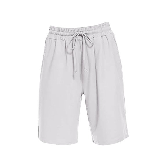 Shorts for Women Elastic Waist Drawstring Knee Length Basketball Exercise Shorts with Belt