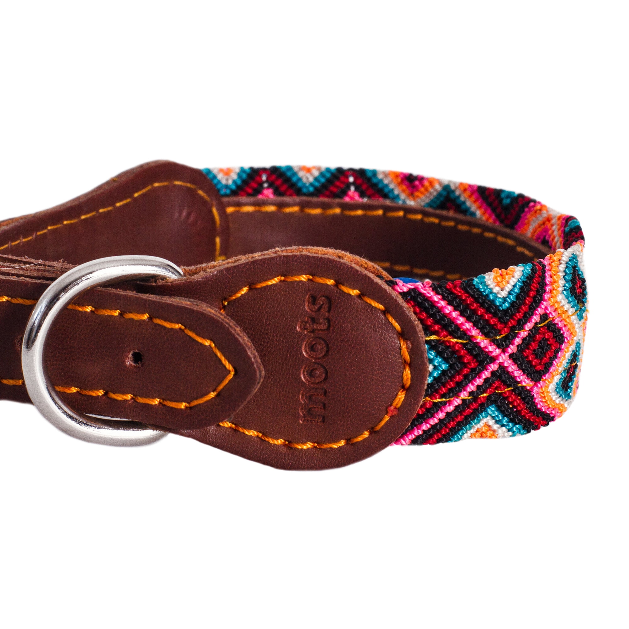 Moots Root Hand-Knitted Leather Pet Collar Pink Large