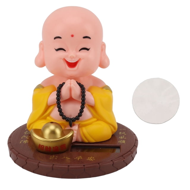 Adorno de monje pequeño Figura de monje pequeño con cabeza asintiendo con energía solar para mesa de oficina Ventanas Tableros de instrumentos de automóviles Casas Restaurantes Hoteles Cafés Amar